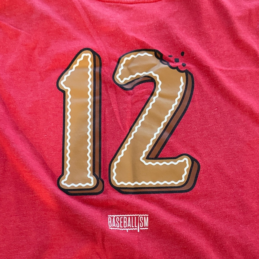 Red Men’s Baseballism Shirt with Bear Print - Picture 4 of 4